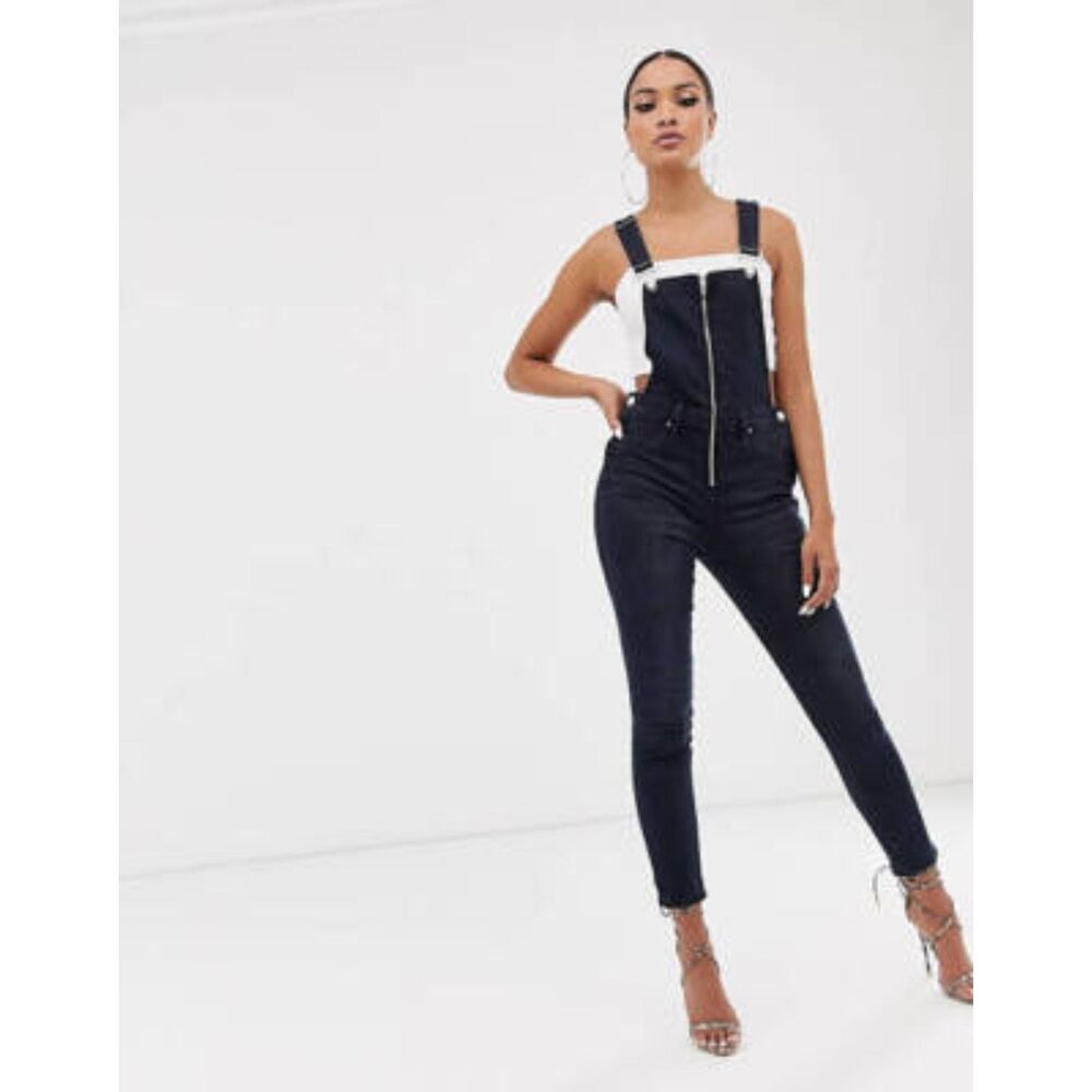 Blank NYC Vixe Zip-Front Denim Overalls Dark Wash - Size 28 NWTT